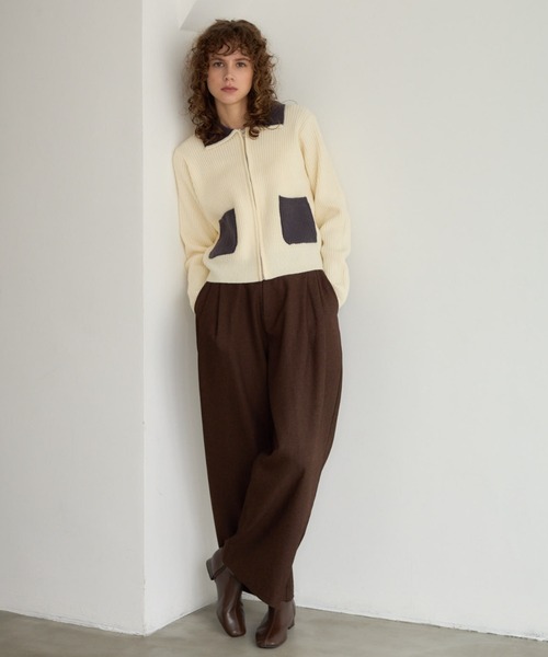 Formeque（フォルミーク）の「バイカラーニットカーディガン（カーディガン/ボレロ・レディース・アイボリー・FREE）」の10枚目の写真