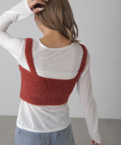 FREE'S MART(フリーズマート)の「◇シャギービスチェ(ベスト・レディース・ブラウン/ブラック/ホワイト・FREE)」の9枚目の写真