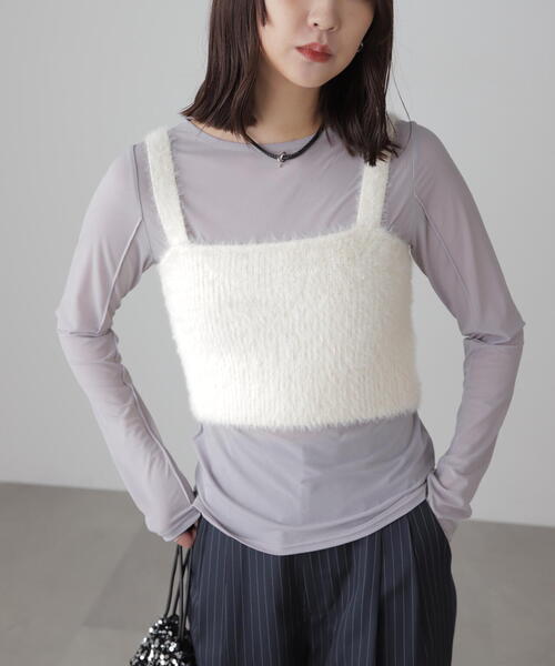 FREE'S MART(フリーズマート)の「◇シャギービスチェ(ベスト・レディース・ブラウン/ブラック/ホワイト・FREE)」の2枚目の写真