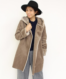 mystic | 【予約限定★ニットプレゼント】フードムートンコート(ムートンコート)