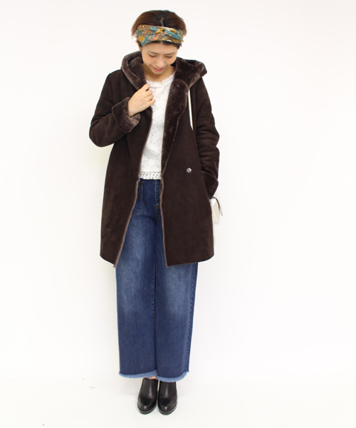 mystic(ミスティック)の「【予約限定★ニットプレゼント】フードムートンコート(ムートンコート・レディース・ブラウン/モカ/キャメル・FREE)」の21枚目の写真