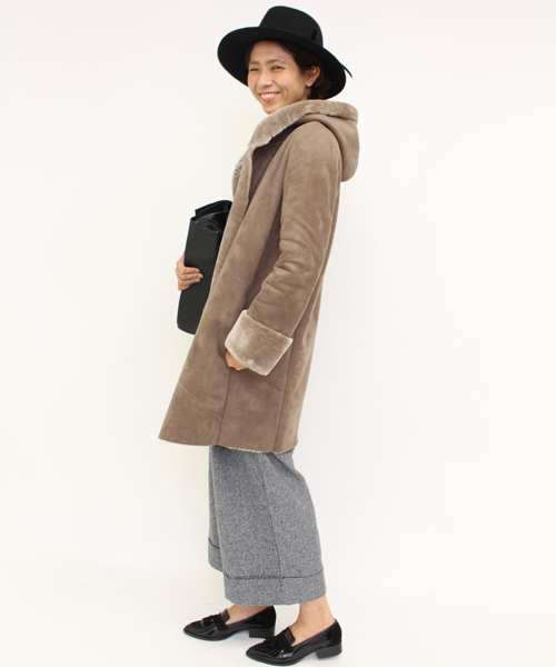 mystic(ミスティック)の「【予約限定★ニットプレゼント】フードムートンコート(ムートンコート・レディース・ブラウン/モカ/キャメル・FREE)」の16枚目の写真