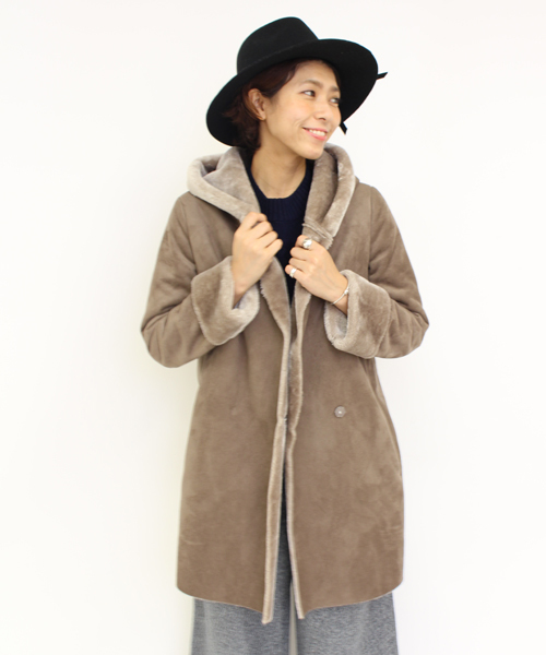 mystic(ミスティック)の「【予約限定★ニットプレゼント】フードムートンコート(ムートンコート・レディース・ブラウン/モカ/キャメル・FREE)」の9枚目の写真