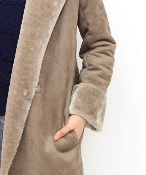 mystic(ミスティック)の「【予約限定★ニットプレゼント】フードムートンコート(ムートンコート・レディース・ブラウン/モカ/キャメル・FREE)」の7枚目の写真