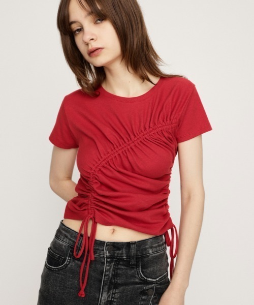 tシャツ ドロストギャザーコンパクトカットソー レディース ドロストギャザーコンパクトカットソー（Tシャツ/カットソー