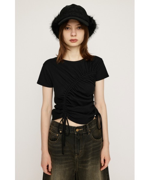 tシャツ ドロストギャザーコンパクトカットソー レディース SLY（スライ）の「【再入荷】DROST GATHER COMPACT TOPS