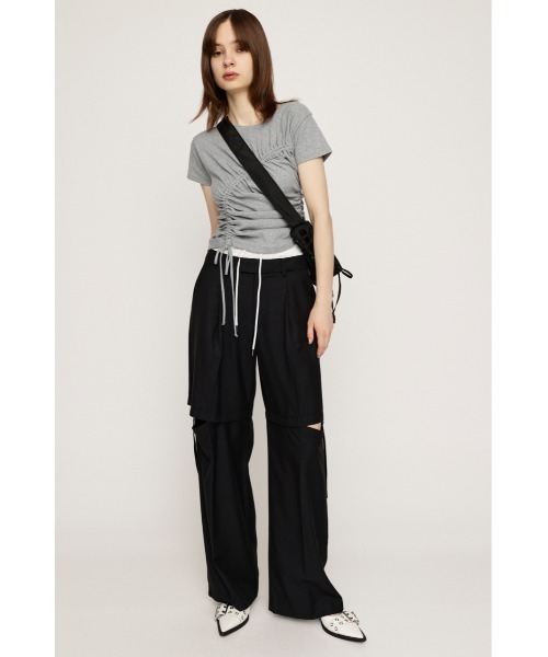 SLY（スライ）の「【再入荷】DROST GATHER COMPACT TOPS ドロスト ギャザー コンパクト トップス（Tシャツ/カットソー・レディース・ブラック/ホワイト/レッド/杢グレー・FREE）」の19枚目の写真