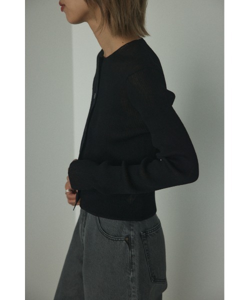 「BLACK BY MOUSSY」 ニットカーディガン FREE ライトブラック レディース BLACK BY MOUSSY カーディガン round neck knit cardigan