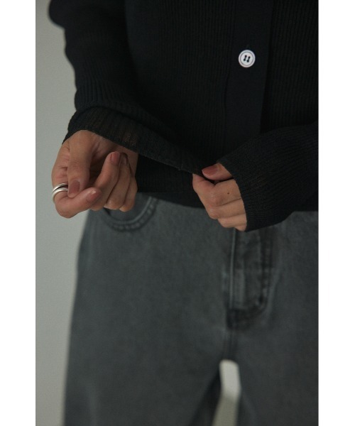 pois sheer knit cardigan ブラック pois sheer knit cardigan