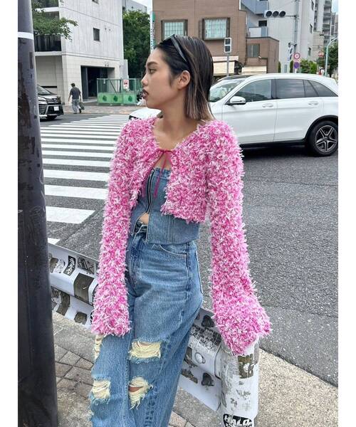 EVRIS（エヴリス）の「ジップデニムビスチェ（キャミソール・レディース・ブラック/ブルー・FREE）」の6枚目の写真