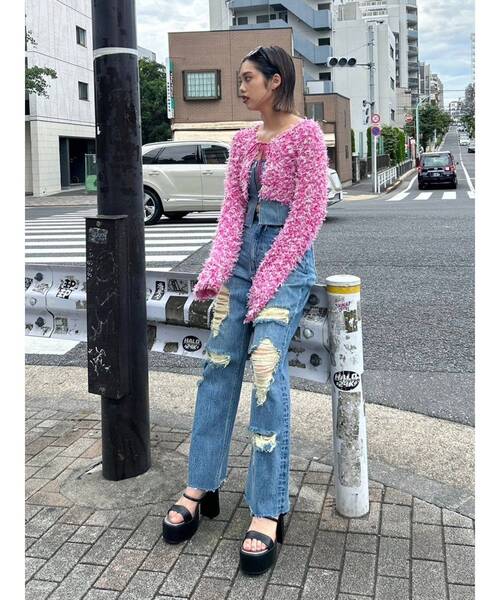 EVRIS（エヴリス）の「ジップデニムビスチェ（キャミソール・レディース・ブラック/ブルー・FREE）」の5枚目の写真