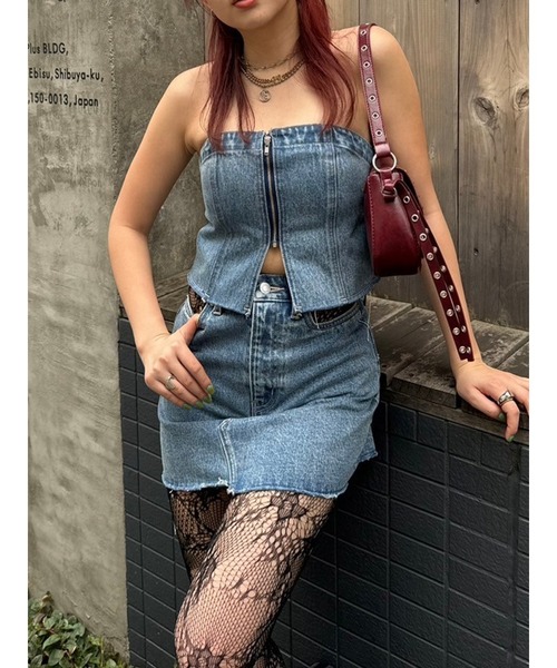 EVRIS（エヴリス）の「ジップデニムビスチェ（キャミソール・レディース・ブラック/ブルー・FREE）」の11枚目の写真