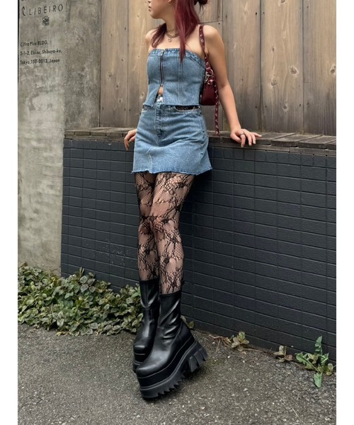 EVRIS（エヴリス）の「ジップデニムビスチェ（キャミソール・レディース・ブラック/ブルー・FREE）」の9枚目の写真