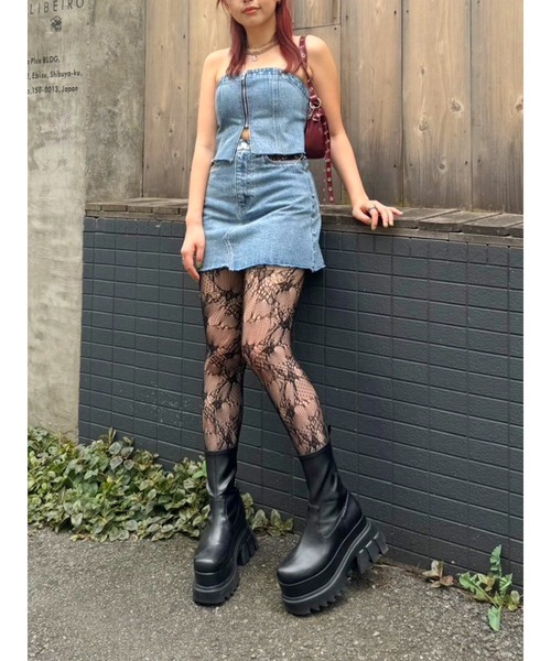 EVRIS（エヴリス）の「ジップデニムビスチェ（キャミソール・レディース・ブラック/ブルー・FREE）」の8枚目の写真