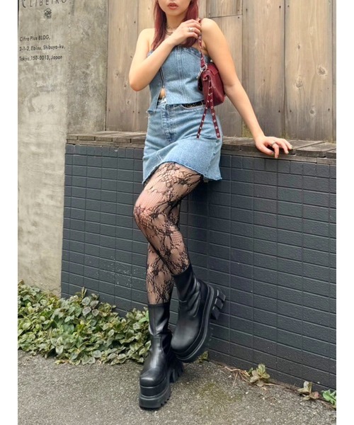 EVRIS（エヴリス）の「ジップデニムビスチェ（キャミソール・レディース・ブラック/ブルー・FREE）」の7枚目の写真