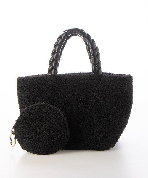 cache cache（カシュ カシュ）の「カシュカシュ cachecache / ブレイドハンドルボアミニトート（トートバッグ・レディース・グレー/アイボリー/ブラック・FREE）」の13枚目の写真