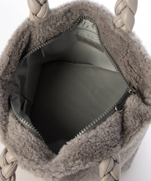 cache cache（カシュ カシュ）の「カシュカシュ cachecache / ブレイドハンドルボアミニトート（トートバッグ・レディース・グレー/アイボリー/ブラック・FREE）」の6枚目の写真