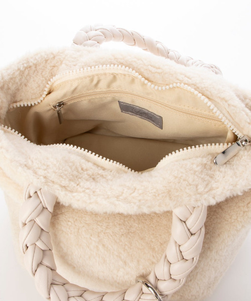 cache cache（カシュ カシュ）の「カシュカシュ cachecache / ブレイドハンドルボアミニトート（トートバッグ・レディース・グレー/アイボリー/ブラック・FREE）」の21枚目の写真