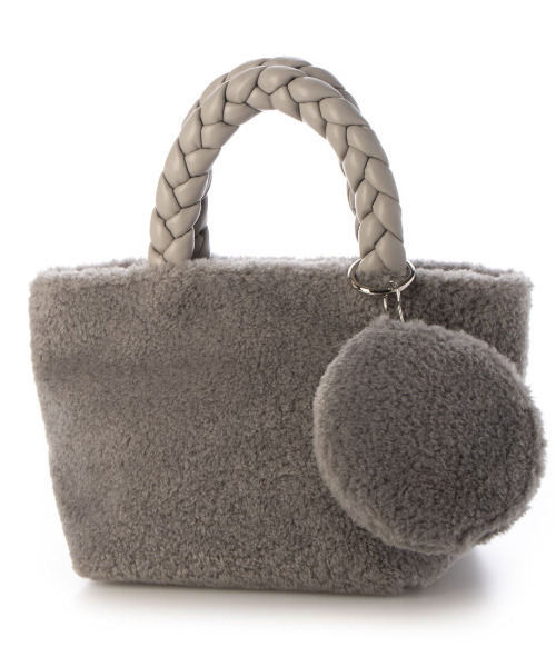 cache cache（カシュ カシュ）の「カシュカシュ cachecache / ブレイドハンドルボアミニトート（トートバッグ・レディース・グレー/アイボリー/ブラック・FREE）」の10枚目の写真