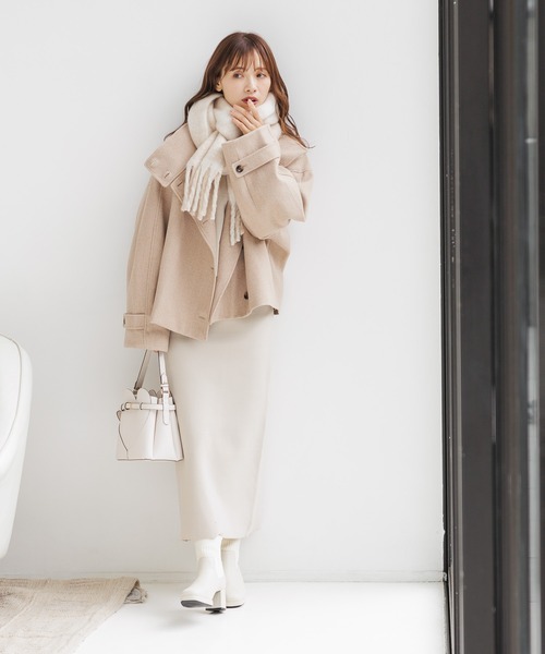 mysty woman（ミスティウーマン）の「ソフトタッチナローニットスカート 152985（スカート・レディース・ブラック/オフホワイト/ブルー・FREE）」の4枚目の写真