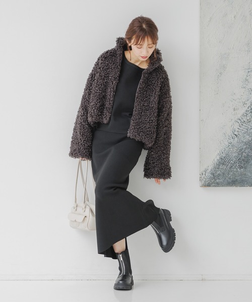 mysty woman（ミスティウーマン）の「ソフトタッチナローニットスカート 152985（スカート・レディース・ブラック/オフホワイト/ブルー・FREE）」の6枚目の写真