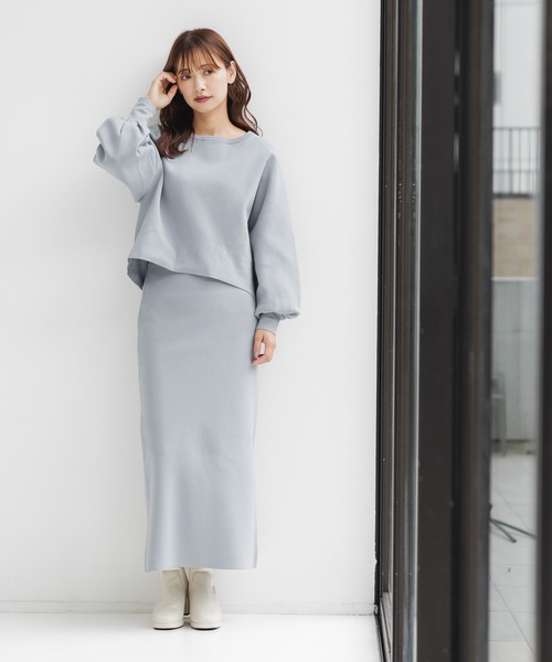 mysty woman（ミスティウーマン）の「ソフトタッチナローニットスカート 152985（スカート・レディース・ブラック/オフホワイト/ブルー・FREE）」の9枚目の写真