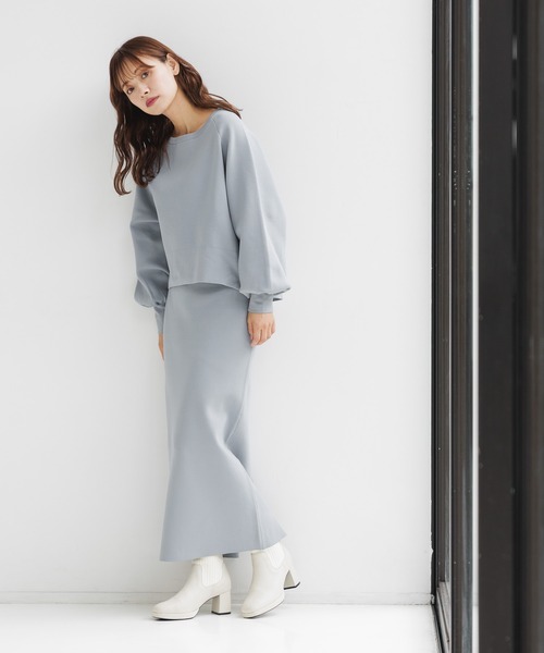 mysty woman（ミスティウーマン）の「ソフトタッチナローニットスカート 152985（スカート・レディース・ブラック/オフホワイト/ブルー・FREE）」の10枚目の写真