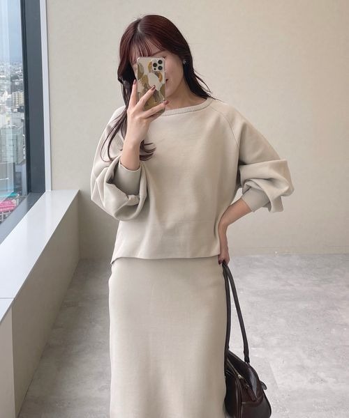 mysty woman（ミスティウーマン）の「ソフトタッチナローニットスカート 152985（スカート・レディース・ブラック/オフホワイト/ブルー・FREE）」の22枚目の写真