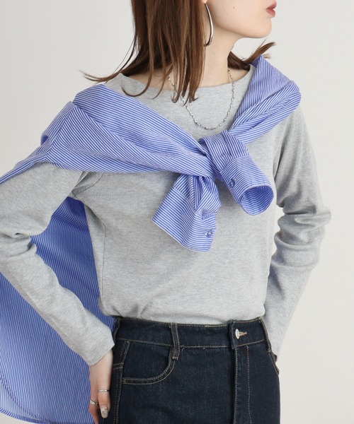 セール】2×2リブボートネックカット（Tシャツ/カットソー