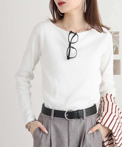 セール】2×2リブボートネックカット（Tシャツ/カットソー