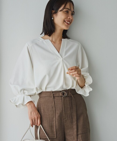 RONEL(ロネル)の「イージージョーゼットスキッパーカットソー(Tシャツ/カットソー・レディース・ブラック/オフホワイト/ライトグレー/ネイビー・S/M/L)」の15枚目の写真