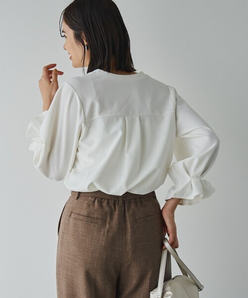 RONEL(ロネル)の「イージージョーゼットスキッパーカットソー(Tシャツ/カットソー・レディース・ブラック/オフホワイト/ライトグレー/ネイビー・S/M/L)」の17枚目の写真