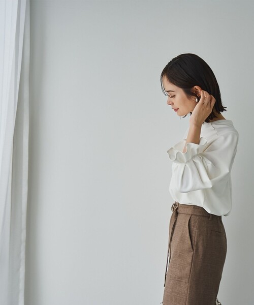 RONEL(ロネル)の「イージージョーゼットスキッパーカットソー(Tシャツ/カットソー・レディース・ブラック/オフホワイト/ライトグレー/ネイビー・S/M/L)」の18枚目の写真