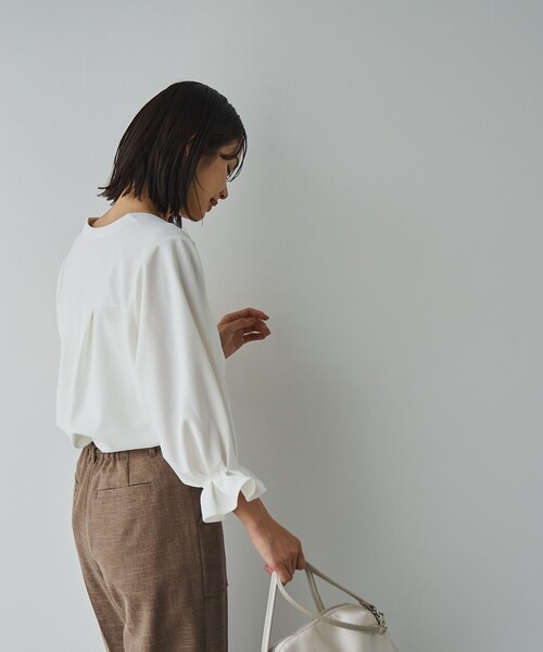 RONEL(ロネル)の「イージージョーゼットスキッパーカットソー(Tシャツ/カットソー・レディース・ブラック/オフホワイト/ライトグレー/ネイビー・S/M/L)」の19枚目の写真