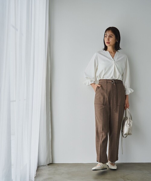 RONEL(ロネル)の「イージージョーゼットスキッパーカットソー(Tシャツ/カットソー・レディース・ブラック/オフホワイト/ライトグレー/ネイビー・S/M/L)」の22枚目の写真
