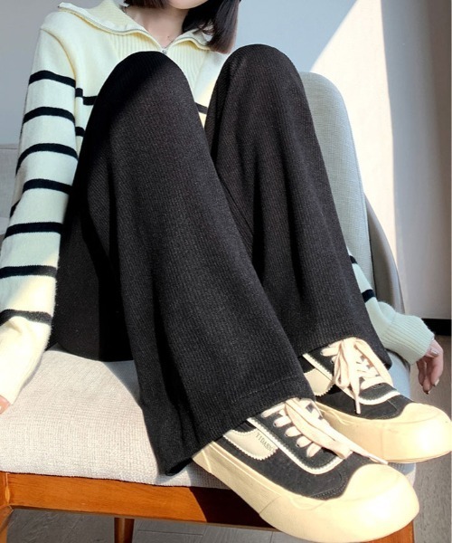 kirakiraShop(キラキラショップ)の「裏起毛 コーデュロイ ワイド ストレート パンツ(その他パンツ・レディース・アイボリー/ベージュ/ブラック・M/L)」の1枚目の写真