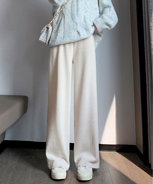 kirakiraShop(キラキラショップ)の「裏起毛 コーデュロイ ワイド ストレート パンツ(その他パンツ・レディース・アイボリー/ベージュ/ブラック・M/L)」の20枚目の写真