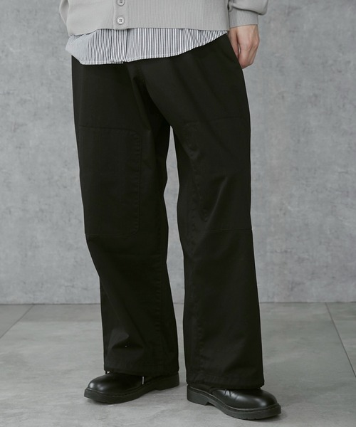 THE STANDARD（ザスタンダード）の「THE STANDARD/サイドスリットコンバットパンツ（カーゴパンツ・メンズ・オリーブ/ブラック・LARGE/MEDIUM）」の2枚目の写真