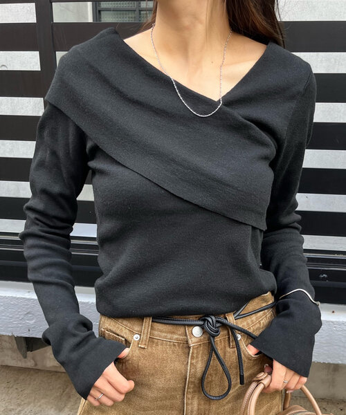 mline（エムライン）の「[mline]オフショルニット（ニット/セーター・レディース・チャコールグレー/ブラック/アイボリー/グリーン系その他/ピンク・FREE）」の13枚目の写真