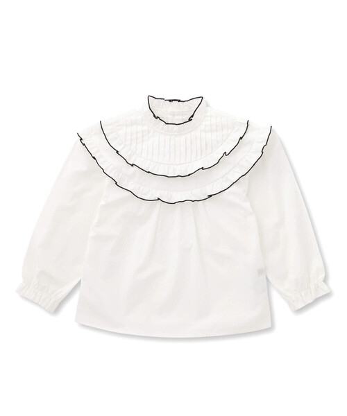 BeBe(ベベ)の「タイプライラーラウンドフリルタック長袖ブラウス(100~150cm)(シャツ/ブラウス・キッズ・オフホワイト/ネイビー・150cm/110cm/130cm/140cm/120cm/100cm)」の6枚目の写真
