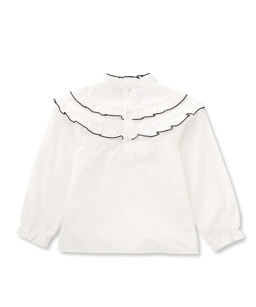 BeBe(ベベ)の「タイプライラーラウンドフリルタック長袖ブラウス(100~150cm)(シャツ/ブラウス・キッズ・オフホワイト/ネイビー・150cm/110cm/130cm/140cm/120cm/100cm)」の7枚目の写真