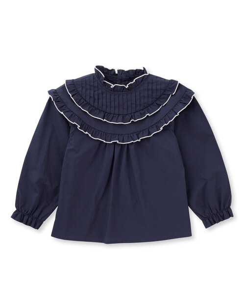 BeBe(ベベ)の「タイプライラーラウンドフリルタック長袖ブラウス(100~150cm)(シャツ/ブラウス・キッズ・オフホワイト/ネイビー・150cm/110cm/130cm/140cm/120cm/100cm)」の12枚目の写真