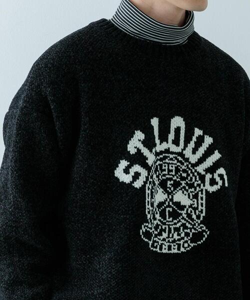 セール】カレッジロゴ モール クルーネック ニット（ニット/セーター