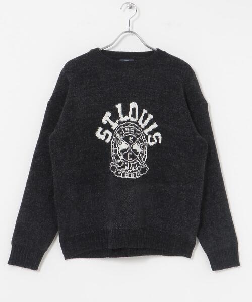 セール】カレッジロゴ モール クルーネック ニット（ニット/セーター