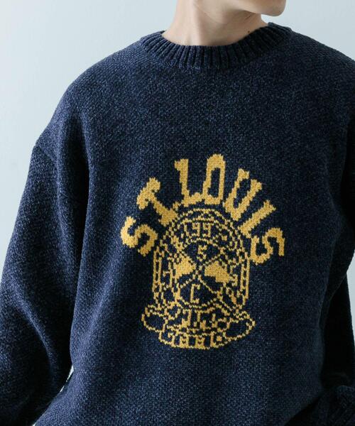 ITEMS URBANRESEARCH(アイテムズ アーバンリサーチ)の「カレッジロゴ モール クルーネック ニット(ニット/セーター・メンズ・ベージュ/マスタード/ネイビー/ブラック・MEDIUM/LARGE)」の10枚目の写真