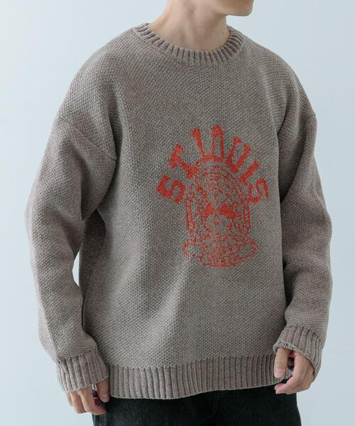 セール】カレッジロゴ モール クルーネック ニット（ニット/セーター