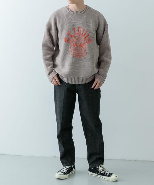 ITEMS URBANRESEARCH(アイテムズ アーバンリサーチ)の「カレッジロゴ モール クルーネック ニット(ニット/セーター・メンズ・ベージュ/マスタード/ネイビー/ブラック・MEDIUM/LARGE)」の16枚目の写真