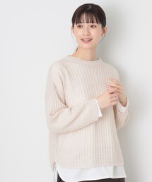 ◆【洗える】ウールブレンドメッシュニット