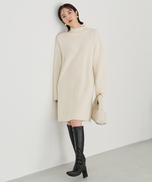 Andemiu（アンデミュウ）の「AQUAハイネックミニワンピース116871（チュニック・レディース・レッド/アイボリー/ブラック/レッド系その他6/オフホワイト/チャコールグレー・FREE）」の3枚目の写真