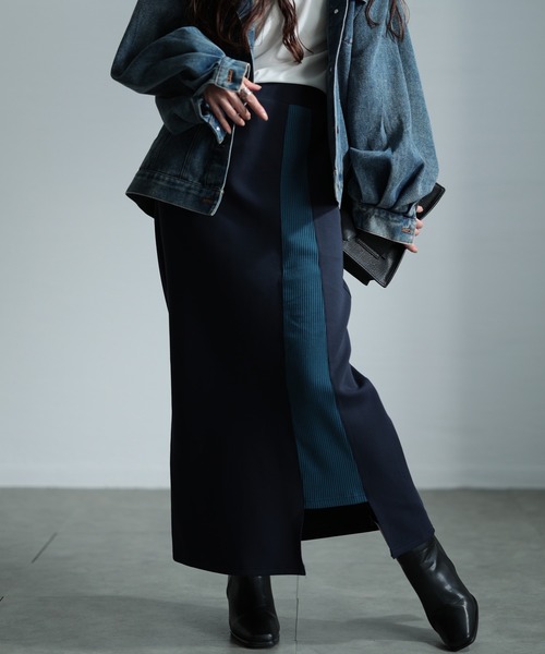 配色リブAラインスカート（スカート）｜Sawa a la mode（サワアラモード）